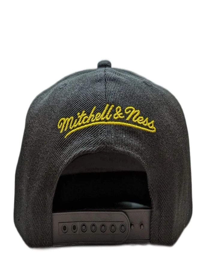 Mitchell & Ness Golden State Warriors Full Logo Snapback Adjustable Hat Cap - Black - Image 2