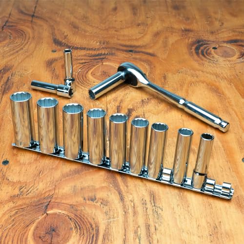 Proferred S07301 3/8" Drive Standard Metric Socket Set, 12 Piece, 12 Point Deep - Image 2