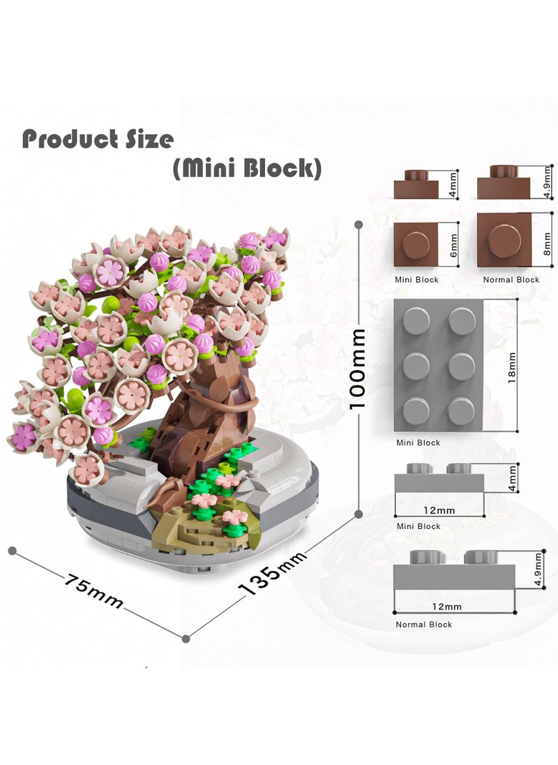 Mr. Penda - Mini Bricks Cherry Blossom Tree Building Set, Sakura Bonsai Building Set, Birthday Gift for Kids 6+ Years Old - Image 1