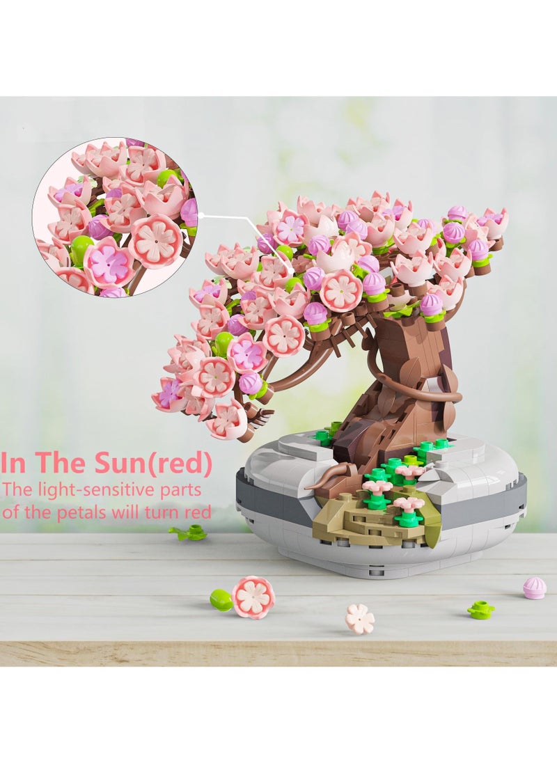 Mr. Penda - Mini Bricks Cherry Blossom Tree Building Set, Sakura Bonsai Building Set, Birthday Gift for Kids 6+ Years Old - Image 1
