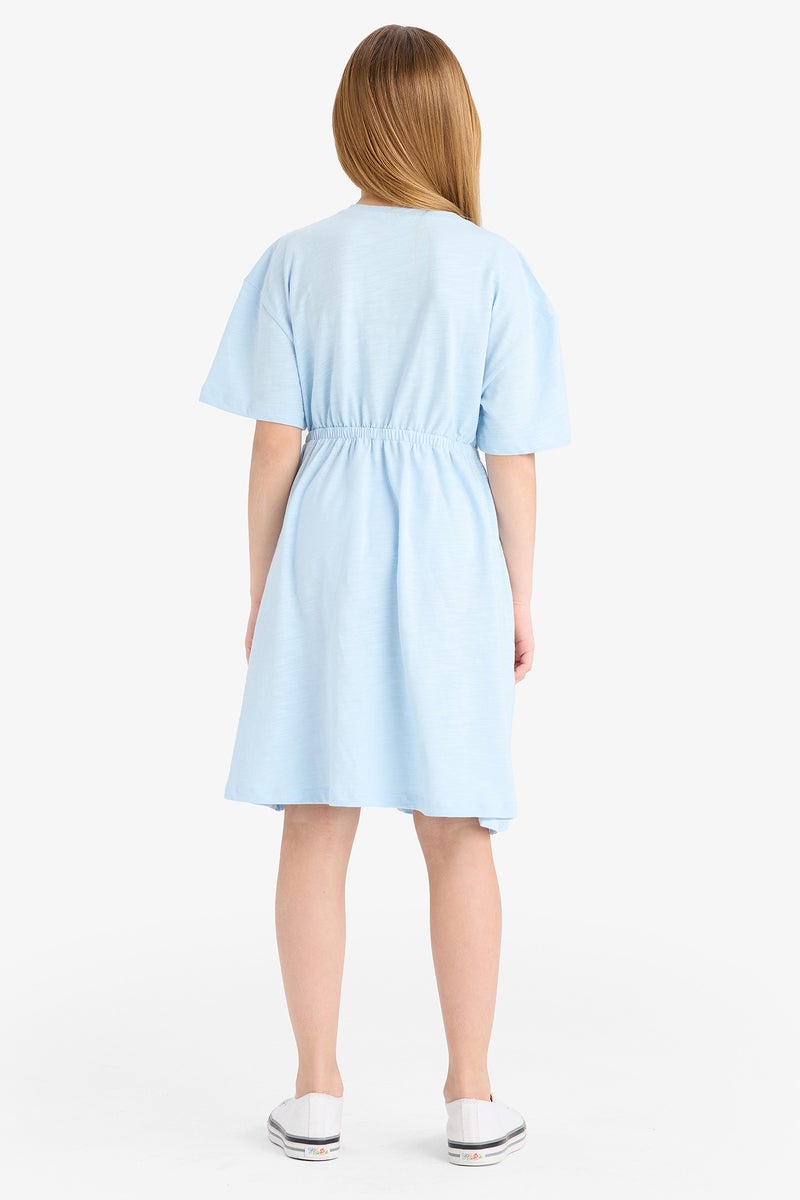 ديفاكتو فستان بناتي أزرق نص كم اوفر سايز - Image 5