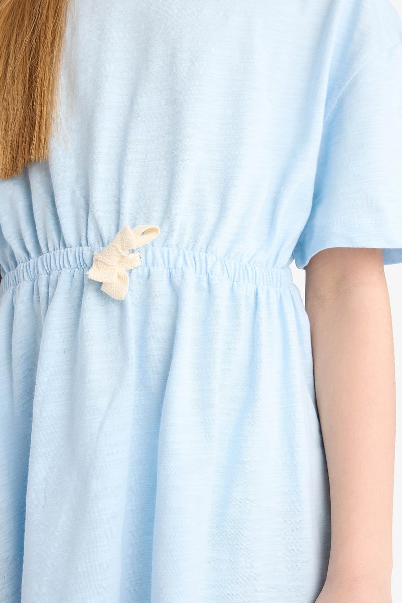 ديفاكتو فستان بناتي أزرق نص كم اوفر سايز - Image 4