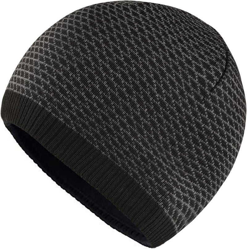 OMECHY Mens Winter Warm Knitting Hats Plain Skull Beanie Cuff Toboggan Knit Cap - Image 1