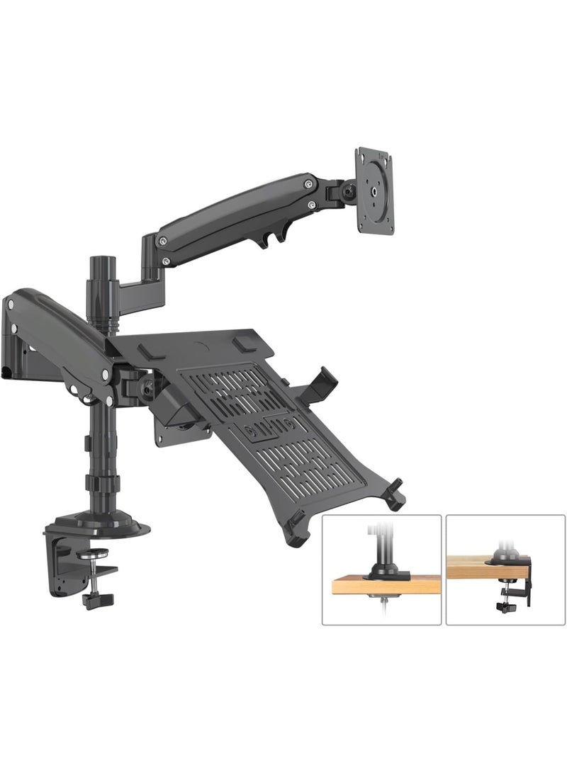 NB NORTH BAYOU North Bayou Dual Arm Laptop & Monitor Mount – Full Motion Adjustable Stand for 10-17” Laptop & 22-32” Monitor – Ergonomic Design, Easy Installation, Perfect for Daily Use - Image 3