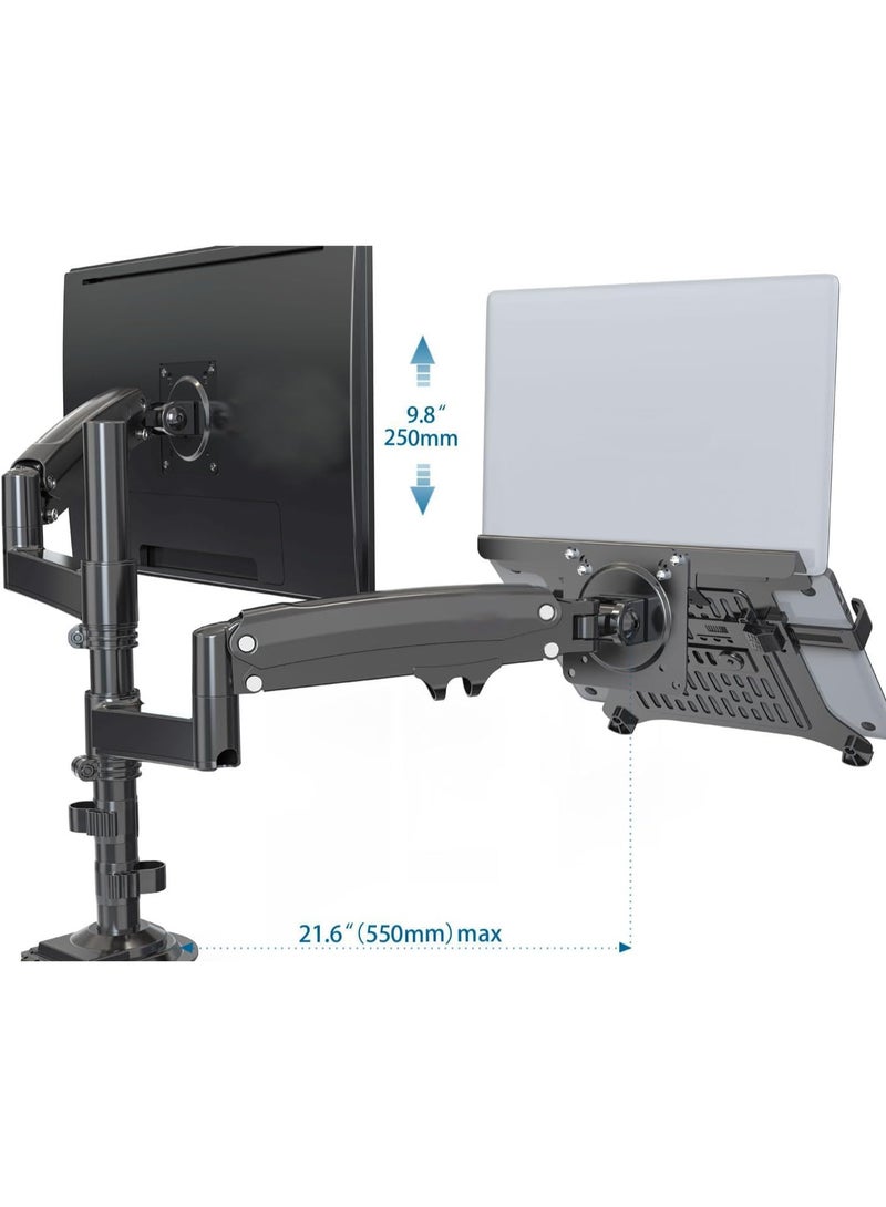 NB NORTH BAYOU North Bayou Dual Arm Laptop & Monitor Mount – Full Motion Adjustable Stand for 10-17” Laptop & 22-32” Monitor – Ergonomic Design, Easy Installation, Perfect for Daily Use - Image 5