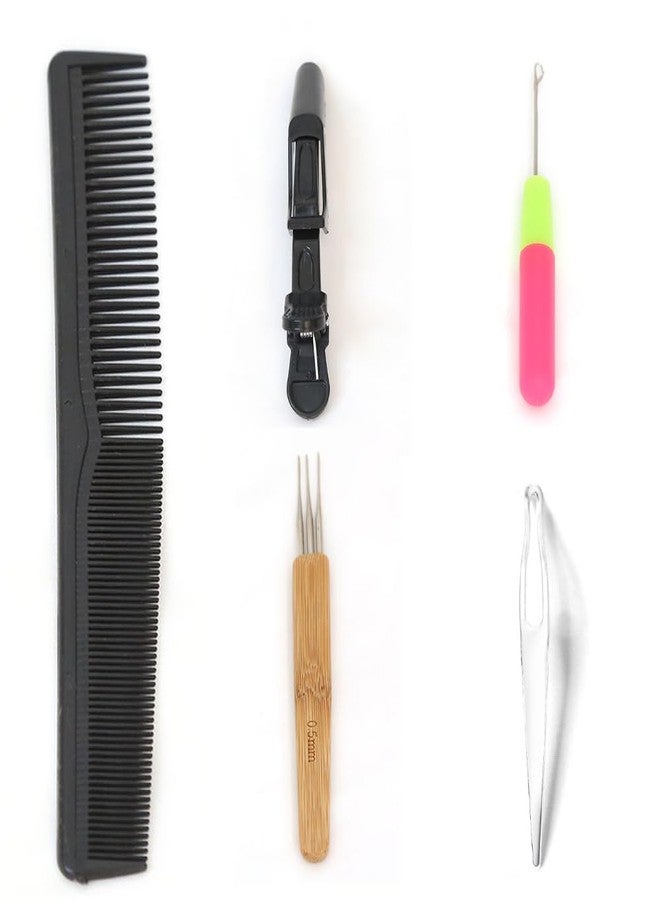 Y WIGS Afro Kinky Bulk Human Hair + 10pcs Loc Extension Tools Kit - Dreadlock Crochet Hook/Crochet Needle, Interlocking Tool, Combs, Hair Edge Brush, Rubber Band, Pocket Comb, Alligator Clip - Image 4