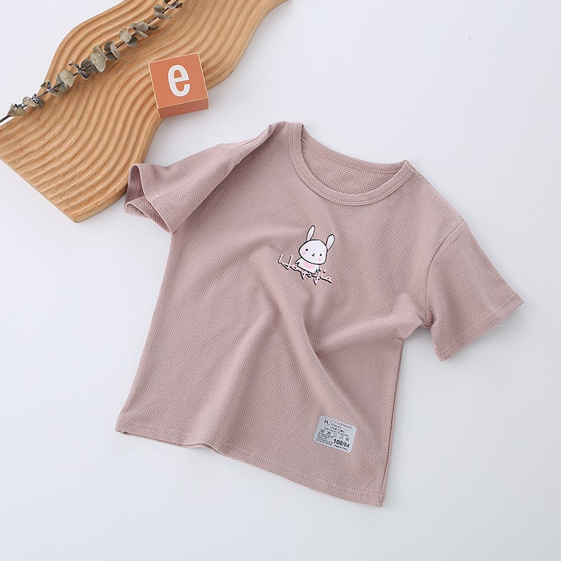 Summer children's short sleeve Korean version of boys and girls T-shirt cartoon printed cotton top half sleeve children's clothing wholesale - Image 1