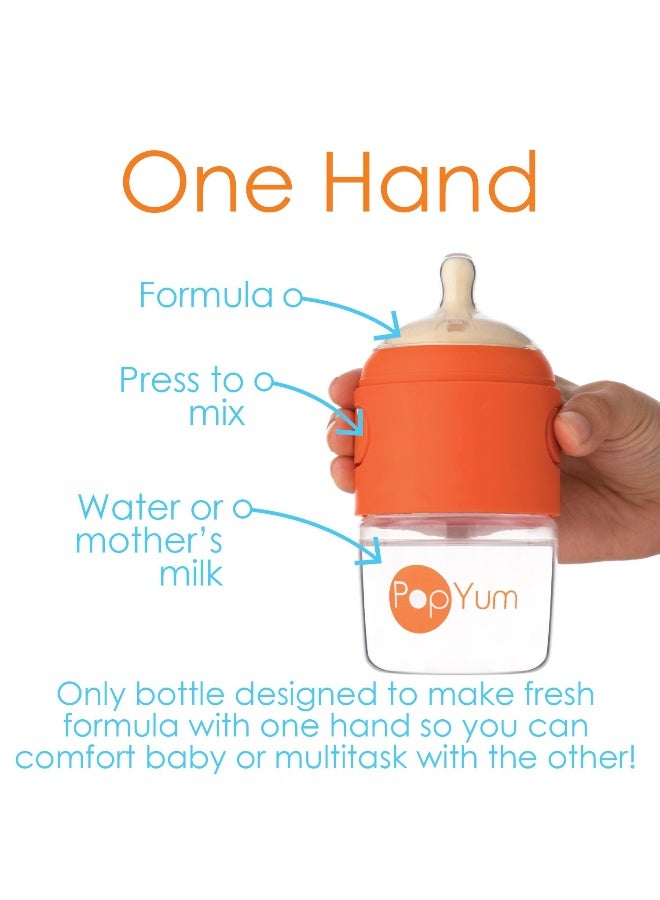 PopYum 5 oz Orange Anti-Colic Formula Making/Mixing/Dispenser Baby Bottles, 3-Pack with #1 Slow Flow Nipples, 150 ml, BPA-Free, Natural Latch - Image 2
