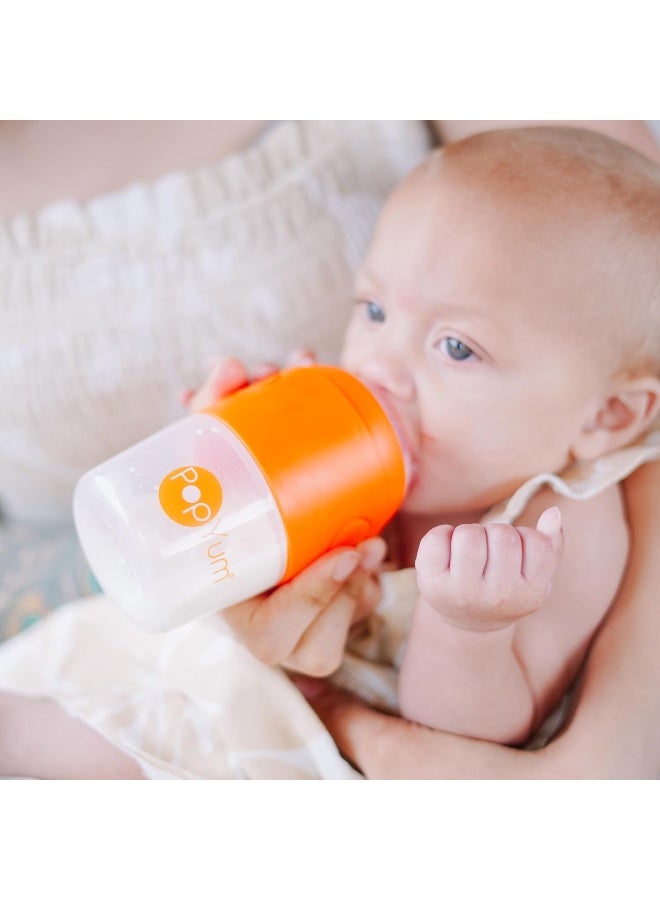 PopYum 5 oz Orange Anti-Colic Formula Making/Mixing/Dispenser Baby Bottles, 3-Pack with #1 Slow Flow Nipples, 150 ml, BPA-Free, Natural Latch - Image 3