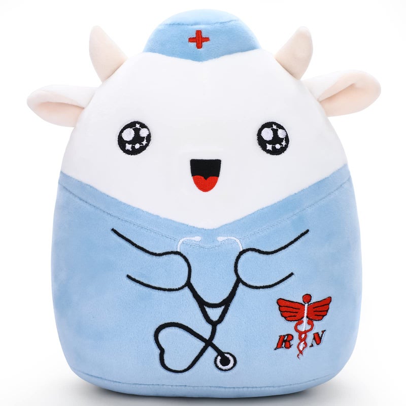 refavor Nurse Cow Stuffed Animal 8 Inches Navy Cow Thank You Nurse Week Graduation Plush Toy Nurse Gifts for Women RN Plush Stuffed Animals Students Nursing Soft Plushies GiftBell - Image 3