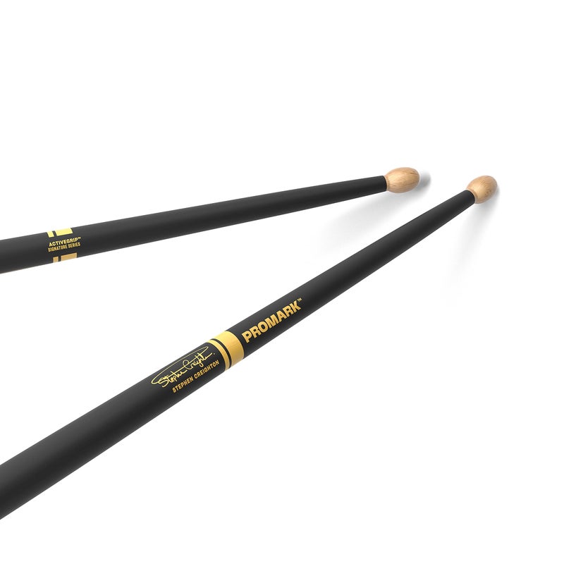 ProMark Drum Sticks - Stephen Creighton Pipe Band Drumsticks - ActiveGrip For Secure, Comfortable Grip - Gets Tackier As Your Hands Sweat - Active Grip Finish, Oval Wood Tip, Maple Wood - 1 Pair - Image 1