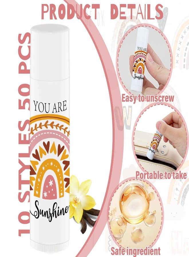 Nlicrst 50 PCS Bohemian Rainbow Lip Balm Bulk Inspirational Words Appreciation Gift for Baby Shower Thank You Gifts Moisturizer Lips for Gender Reveal Party, Wedding Bridal Shower - Image 3