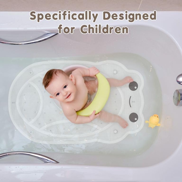 JOYCANO Bathtub Mat Non Slip Kids, Toddler Bath Mat, 30 * 18 Inch Shower Mats for Inside Shower, Rubber Tub Mat no Chemical Smell, Suction Cups for Secure Grip, Fun Patterns, Easy to Clean, Beige - Image 5