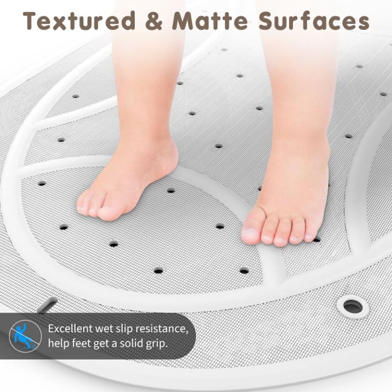 JOYCANO Bathtub Mat Non Slip Kids, Toddler Bath Mat, 30 * 18 Inch Shower Mats for Inside Shower, Rubber Tub Mat no Chemical Smell, Suction Cups for Secure Grip, Fun Patterns, Easy to Clean, Beige - Image 2