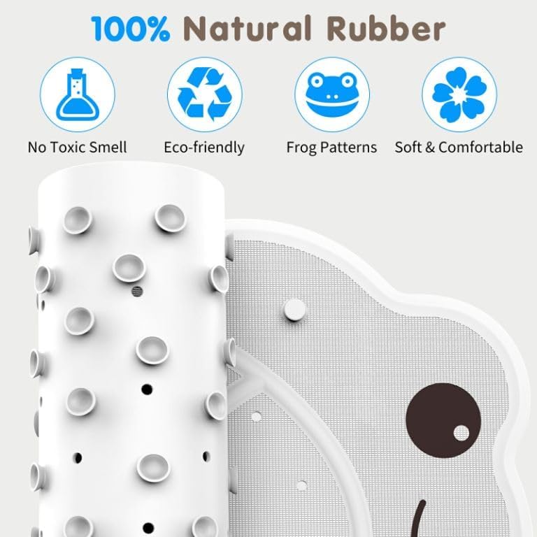 JOYCANO Bathtub Mat Non Slip Kids, Toddler Bath Mat, 30 * 18 Inch Shower Mats for Inside Shower, Rubber Tub Mat no Chemical Smell, Suction Cups for Secure Grip, Fun Patterns, Easy to Clean, Beige - Image 1