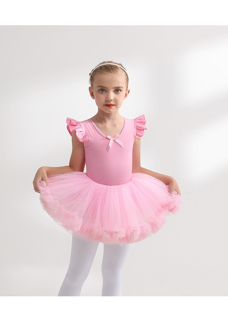 Loquat Squality Children's Dance Dress Training Dress Pure Cotton Ballet Dancing Dress For Children Pink  - Image 1