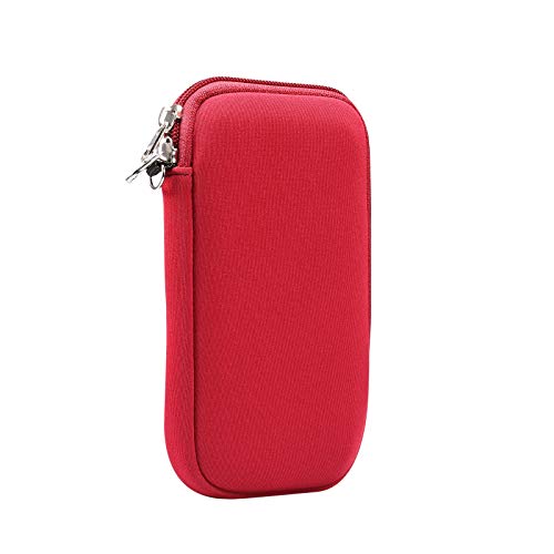 Jlyifan Neoprene Cell Phone Sleeve, Zip Wallet Pouch with Neck Strap for iPhone 17, 16 16e 15 15 Pro iPhone 14 13 Pro iPhone 12 Mini 11 Pro iPhone SE 3rd G iPhone X XS (Red) - Image 2