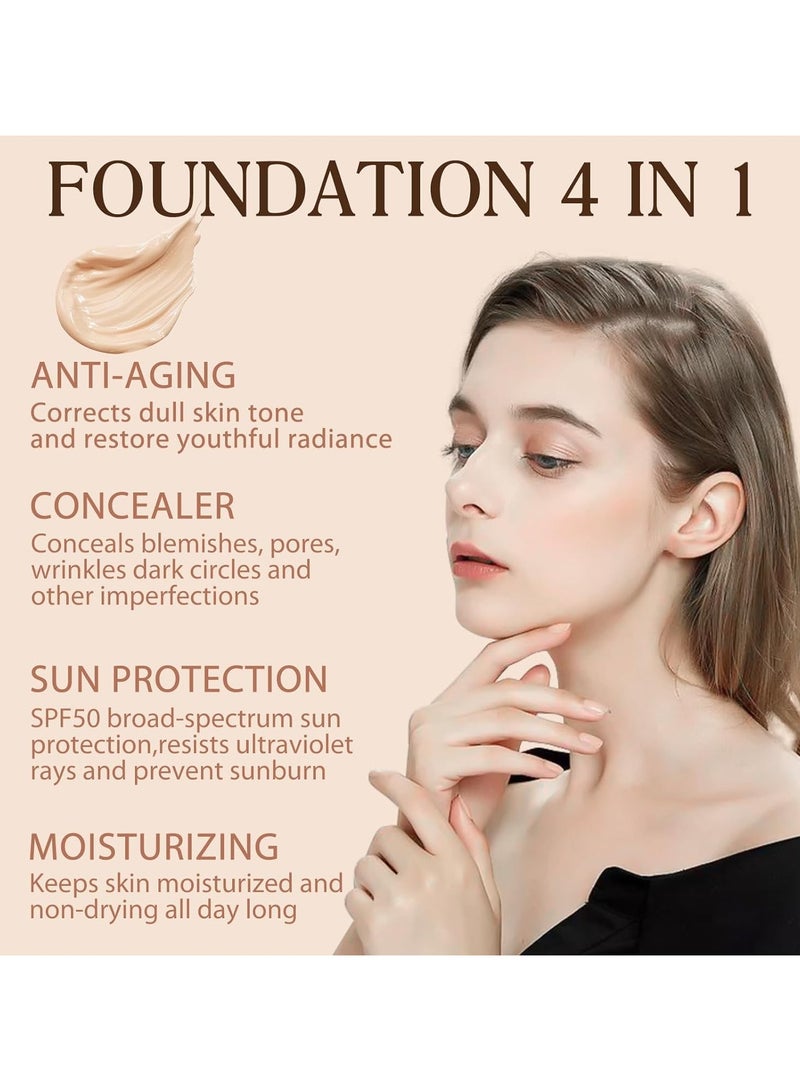 IKZEE Color Changing Foundation, 4 in 1 Full Coverage SPF50+ Flawless Foundation, Hydrating Longwearing&Waterproof Concealer for All Skin Types, Hides Wrinkles and Lines - Image 2