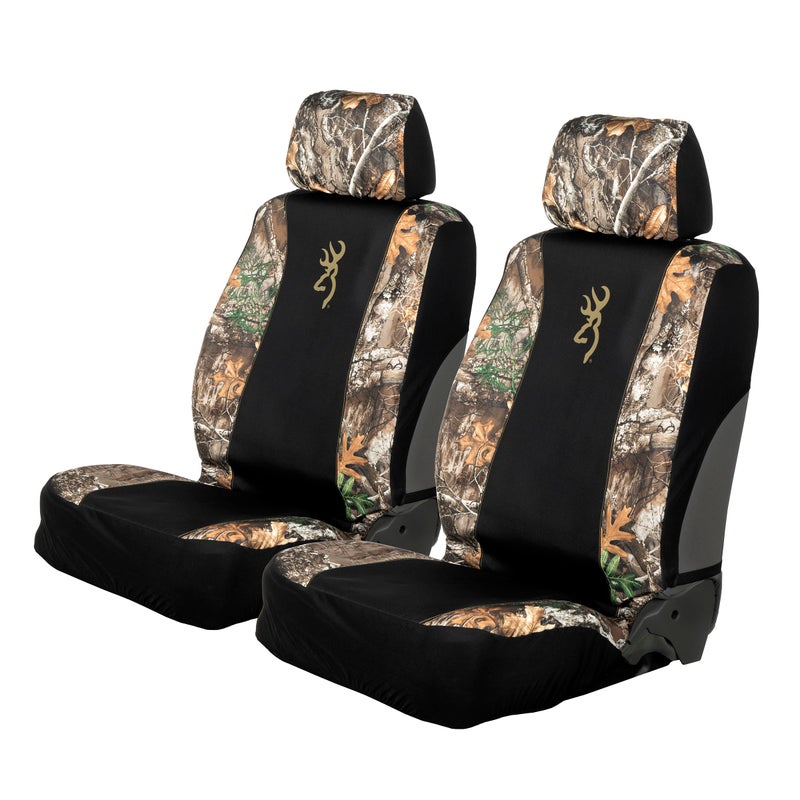 Browning Universal Low Back and Bench Seat Covers, Water and Dirt Resistant Car, Truck, and SUV Seat Covers, Morgan (Realtree Edge), Low Back (2 Pack) - Image 1