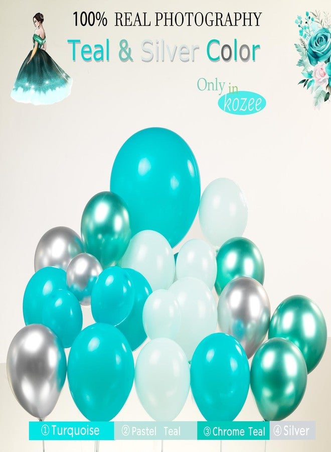 kozee Emeralad and Gold Mint Balloon garland arch kit 135Pcs With Starburst 4D balloons for Birthday graduation retirement Party Decorations (Teal Green Silver) - Image 3