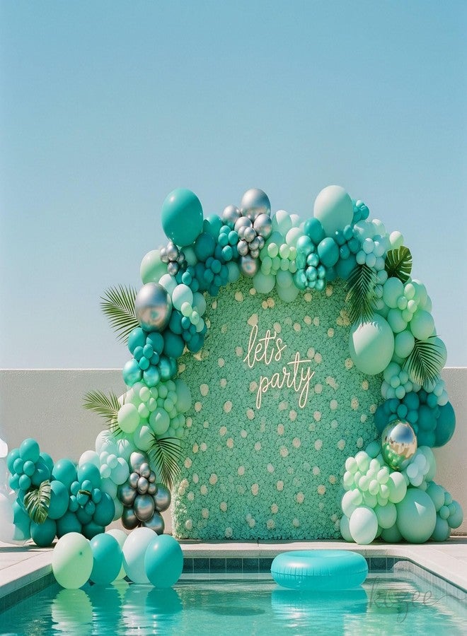 kozee Emeralad and Gold Mint Balloon garland arch kit 135Pcs With Starburst 4D balloons for Birthday graduation retirement Party Decorations (Teal Green Silver) - Image 4