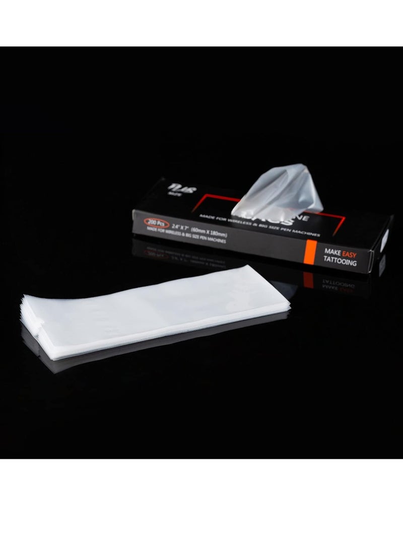 EZTAT2 EZ Tattoo Machine Covers - 200pcs (2.4 inch X 7 inch) Disposable Tattoo Pen Machine Bags Transparent White Cartridge Machine Sleeves for Wireless Battery Tattoo Pen Machine Plus - Image 3