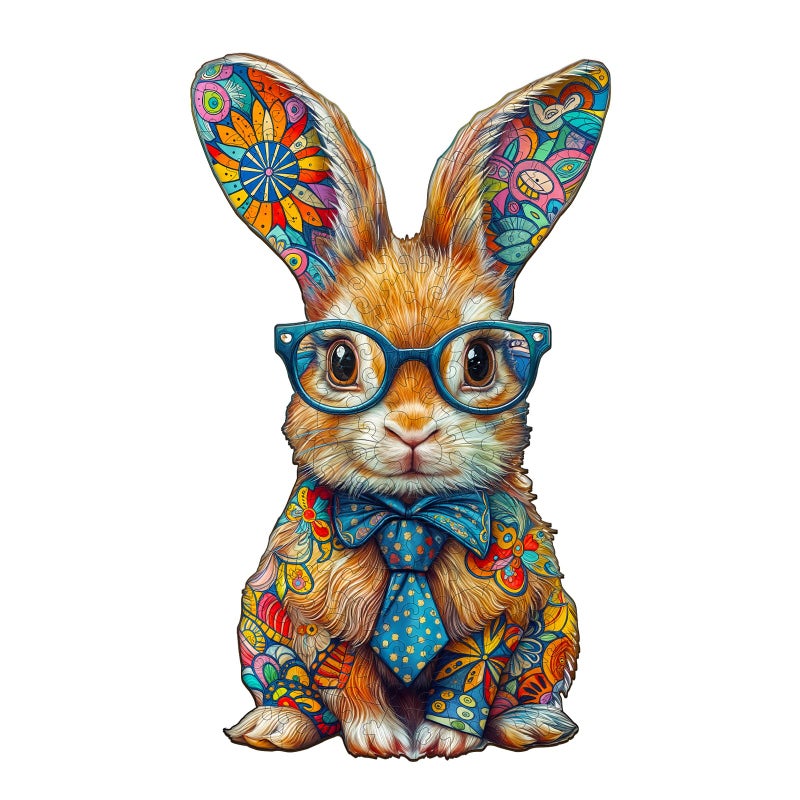SECOGM Wooden Puzzles for Adults Colorful Bunny Wood Puzzles Adult Unique Animal Shape Wooden Jigsaw Puzzles for Adults Birthday Gifts for Puzzle Lovers Family 85 5in 100 Pieces - Image 3
