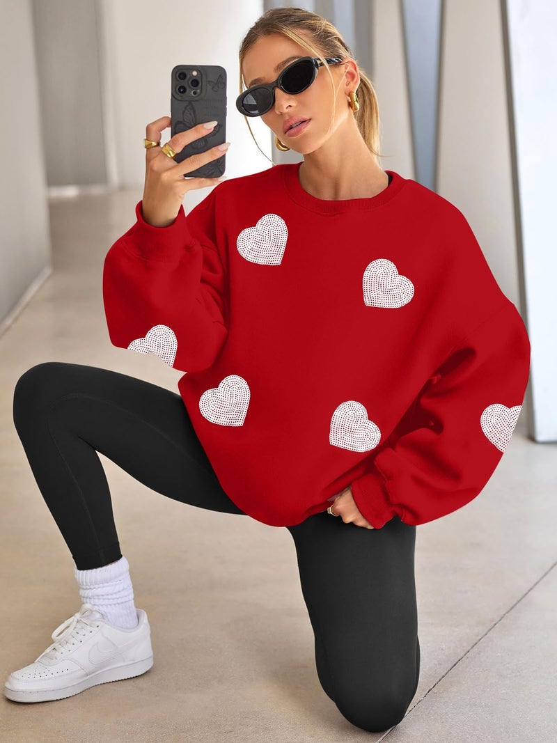 MAXIMGR Valentines Sweatshirt Women Teacher Valentine Shirts sequin Love Heart Graphic Tee Valentine's Day Gift Pullover - Image 5