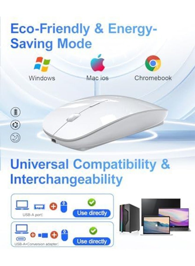 Wireless Mouse with Receiver,Slim Rechargeable Mouse Noiseless Click and 3 Adjustable DPI Level,Wireless Mouse for Laptop,Tablet, iMac,MacBook Air - White - Image 2