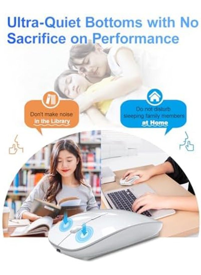 Wireless Mouse with Receiver,Slim Rechargeable Mouse Noiseless Click and 3 Adjustable DPI Level,Wireless Mouse for Laptop,Tablet, iMac,MacBook Air - White - Image 5