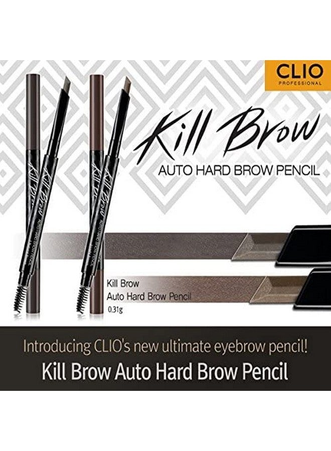 CLIO Kill Brow Auto Hard Eyebrow Pencil ; Dualend, Long Lasting, Waterproof, Smudgeresistant, Spoolie Brush, Sharpener ; Natural Brown (01) - Image 4