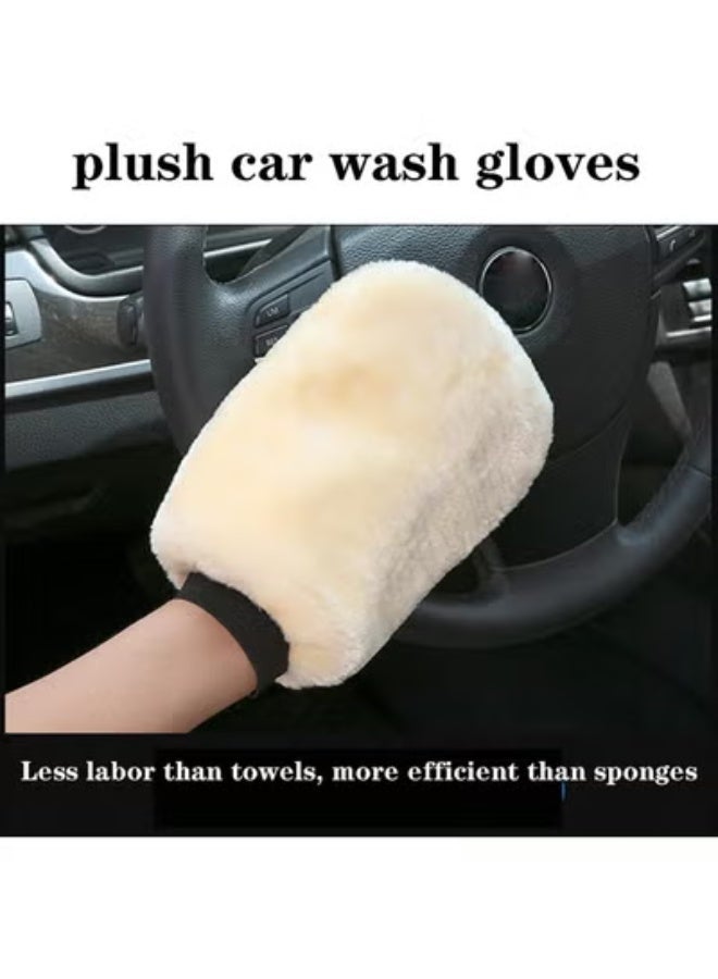 COYO 2pcs Car Wash Plush Gloves, Car Soft Polishing Gloves, Double-Sided Lamb Wool Car Wash Clean Polish Car Car Wash Mitt Cleaning Tools Cleaning Supplies for Car - Image 2