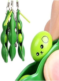 iMagitek Imagitek fidget toy, squeeze-a-bean soybean stress relieving playful charms extrusion edamame pea keychain for mobile phones and keys - green 