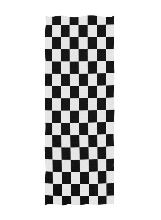 Naanle Simple Style Black and White Racing and Checkered Pattern Soft Absorbent Large Hand Towels Multipurpose for Bathroom, Hotel, Gym and Spa (16" x 30") - Image 1