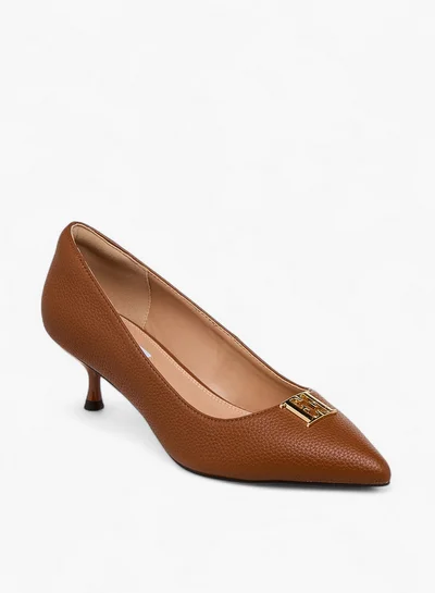 ELLE Women Logo Embellished Kitten Heel Pumps