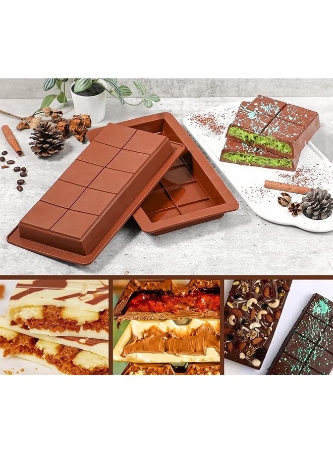 Deep Chocolate Bar Molds 2 Pack, Large and Thick Silicone Chocolate Bar Molds for Stuffed Bar, Big Chocolate Candy Bar Mold for Filling Knafeh Pistachio Chocolate Bar - Image 3