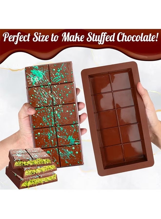 Deep Chocolate Bar Molds 2 Pack, Large and Thick Silicone Chocolate Bar Molds for Stuffed Bar, Big Chocolate Candy Bar Mold for Filling Knafeh Pistachio Chocolate Bar - Image 5