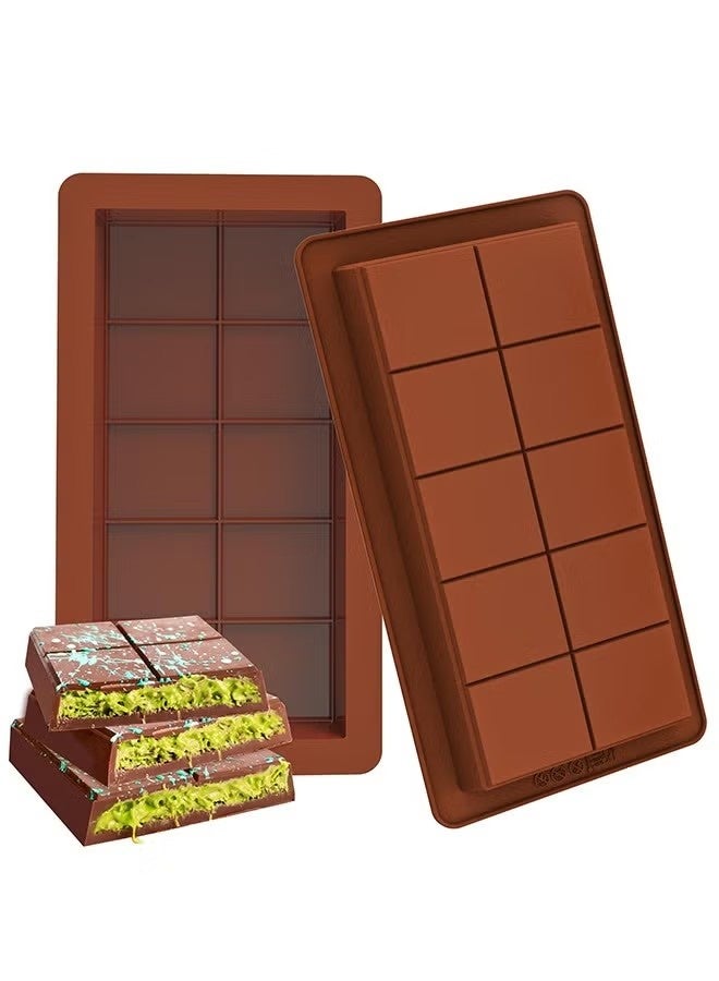 Deep Chocolate Bar Molds 2 Pack, Large and Thick Silicone Chocolate Bar Molds for Stuffed Bar, Big Chocolate Candy Bar Mold for Filling Knafeh Pistachio Chocolate Bar - Image 1