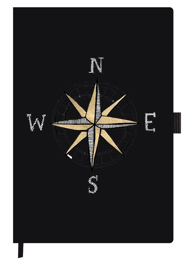 Theodor Designer A5 Thick Black Hardcover Notebook Compass - Image 1