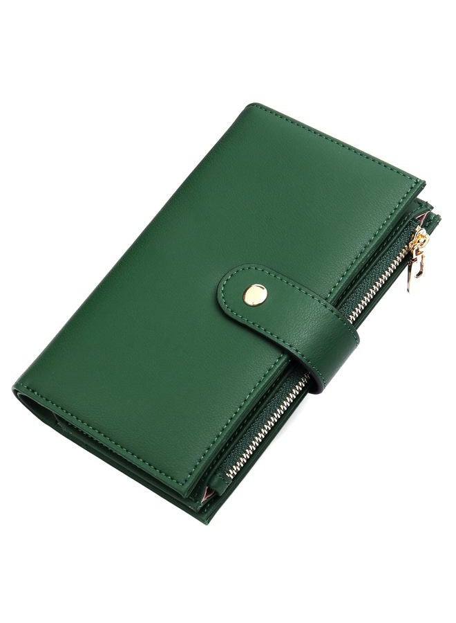 yiijay Womens RFID Blocking Wallet, Slim Thin Leather Bifold Card Holder Wallet, Large Capacity Multi Cards Case, Ladies Long Wallet Purse with Clear ID Window/Zipper Coin Pocket/Pen Holder - Image 1