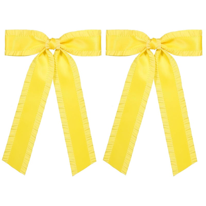 Miroksh Yellow Hair Bow Clips for Women Girls 55 in Big Silky Ruffle Satin Hair Ribbon BowKnot Alligator Barrettes Hairpins Long Tail Ponytail Holder Decor Accessories Gift