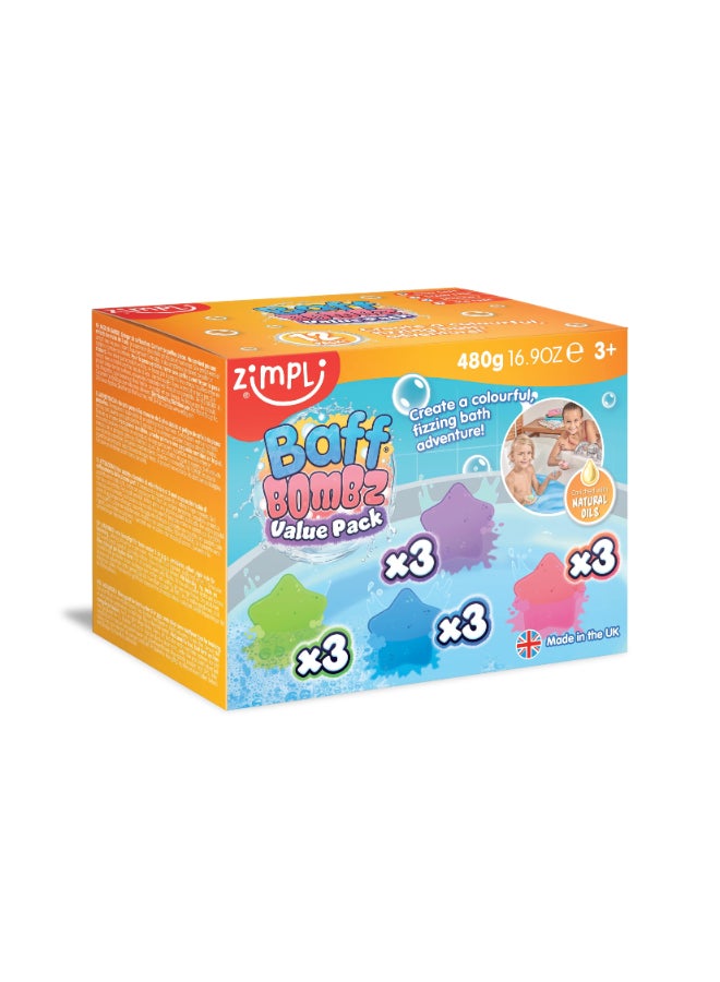 Zimpli Kids STAR BAFF BOMBZ Value Pack, 420 g, 12 Star-Shaped Fizzing Bath Bombs, Colour Changing Bath Time Fun, Skin Safe, Drain Safe, Easy Clean, Stain Free, UK Made - Image 5