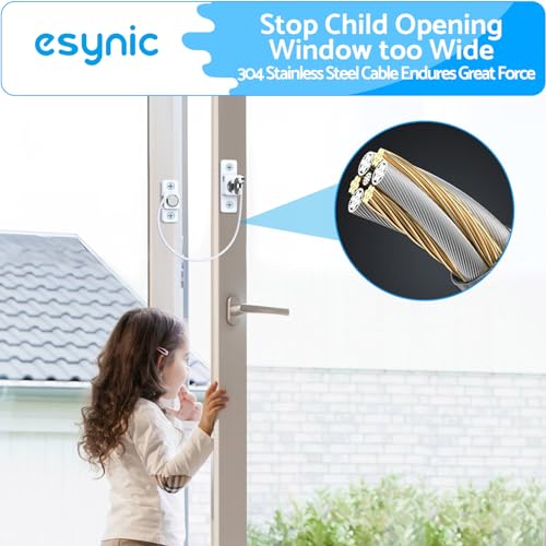eSynic 8Pack Durable Window Restrictor Child Safety 185mm/7.3 Inch Wire Long Window Locks for UPVC Window Safety Restrictors with Key Relieable Window Security Locks Perfect for Home Office Safety etc - Image 2