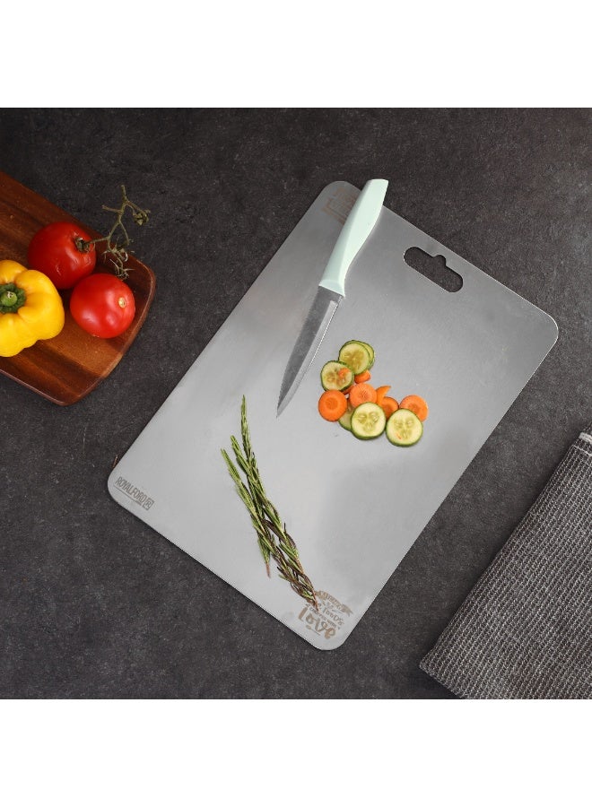 Royalford Cutting Board RF12901 Stainless Steel Chopping Board, Rolling Dough Needs 35.5x25cm,Slicing Fruits, Vegetables, Fish, Meat silver - Image 4