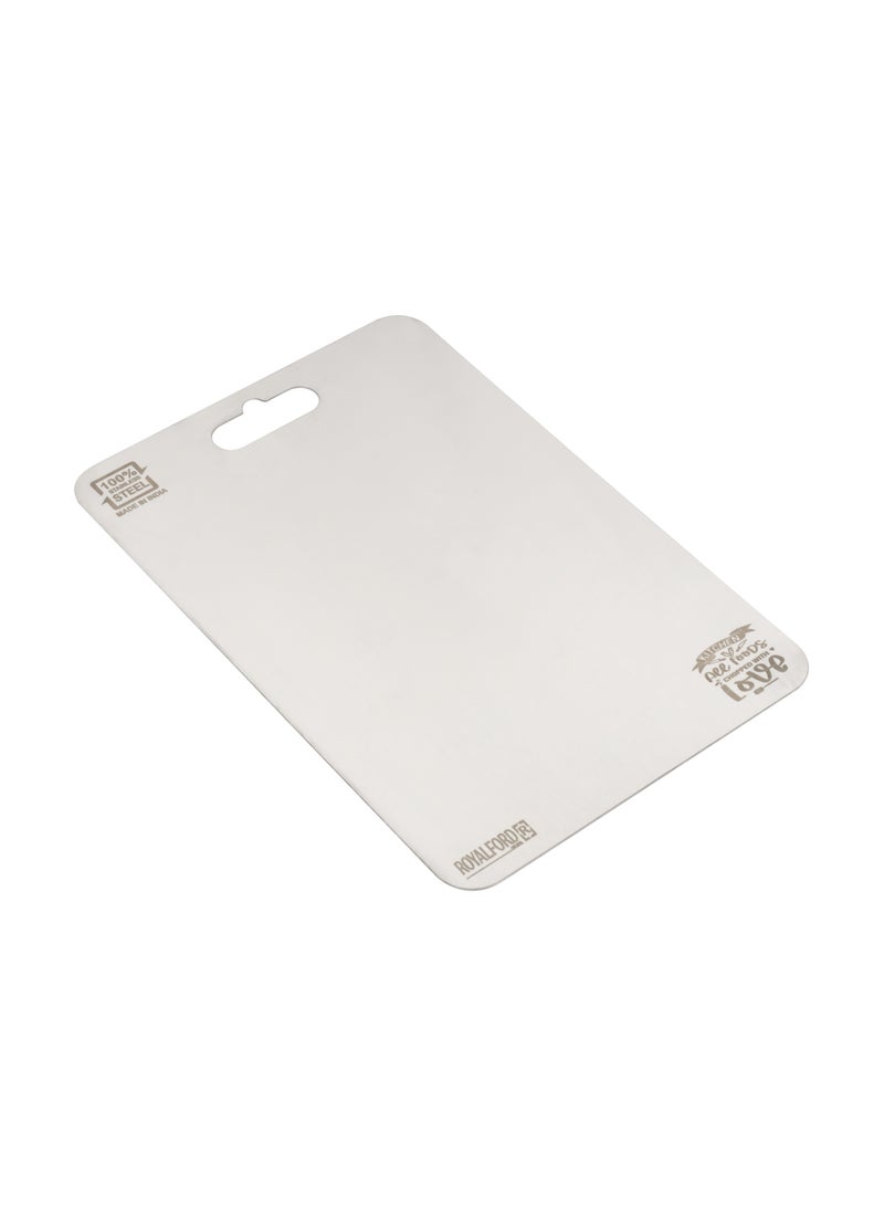 Royalford Cutting Board RF12901 Stainless Steel Chopping Board, Rolling Dough Needs 35.5x25cm,Slicing Fruits, Vegetables, Fish, Meat silver - Image 1