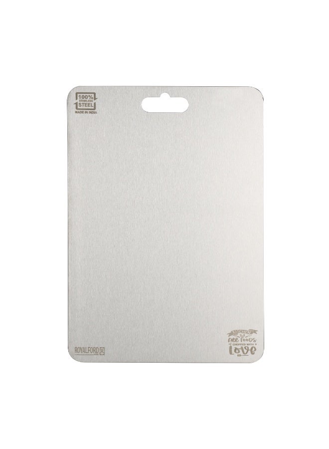 Royalford Cutting Board RF12901 Stainless Steel Chopping Board, Rolling Dough Needs 35.5x25cm,Slicing Fruits, Vegetables, Fish, Meat silver - Image 3