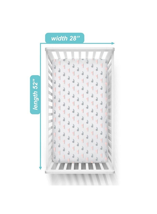 TL Care TL Care 100% Natural Cotton Fitted Crib Sheet 52" x 28" - Soft, Breathable, Hypoallergenic & Gentle Toddler Bed Sheet, Pink Whale, Neutral for Boys & Girls - Image 2