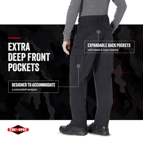 Tru-Spec 24-7 Original Tactical Pants for Men - Durable, Water-Resistant Cargo Work Pants with Concealed Carry and Knee Pad Openings, Black - 30W x 37L - Image 5