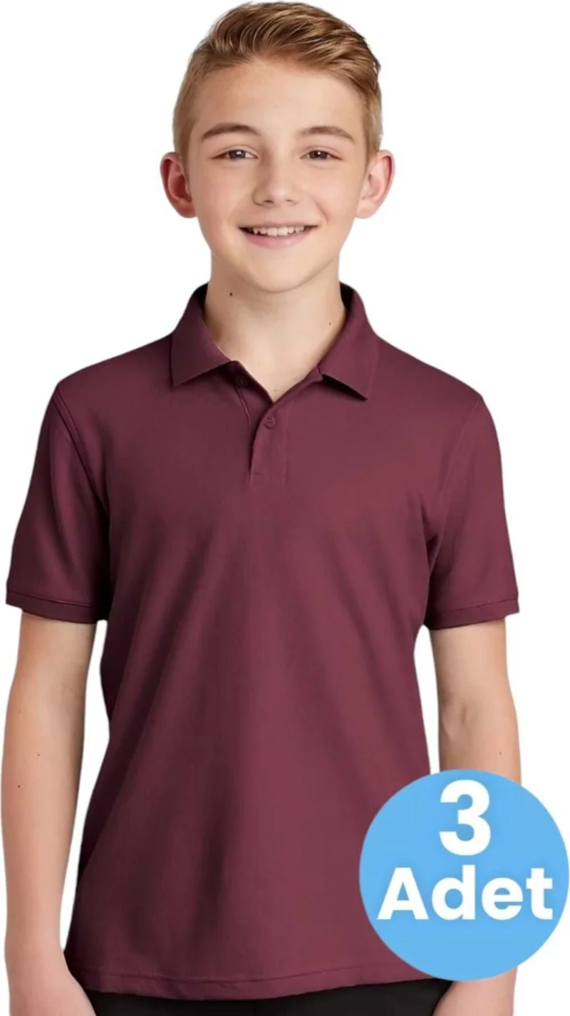 Tezzgelsin 3-Piece Boys Cotton Polo Collar T-Shirt Daily and School Uniform School T-Shirt