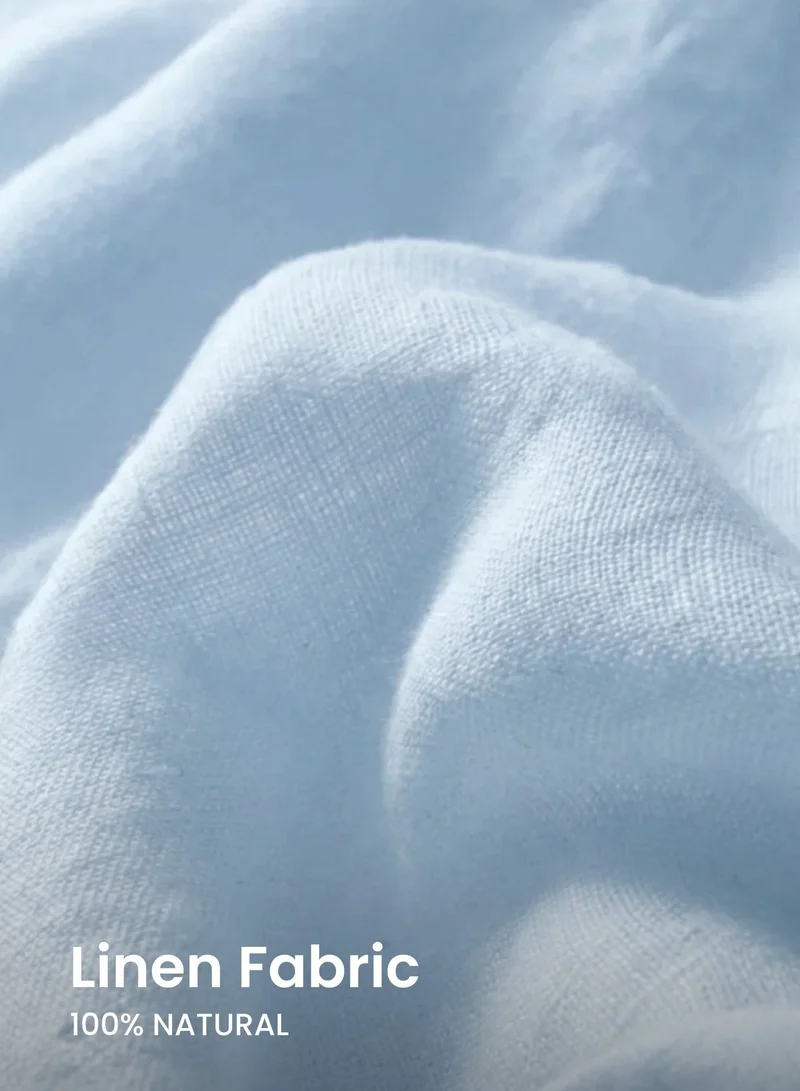Just Nature Ice Blue 100% Linen Relaxed Fit Shirt for Women | Best Price UAE